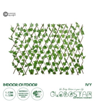 GloboStar® Artificial Garden IVY 78497 Πτυσσόμενη Πέργκολα Τεχνητής Φυλλωσιάς - Κάθετος Κήπος Σύνθεση Κισσός Μ110 x Π10 x Υ120cm (min) Μ310 x Π10 x Υ45cm (max)